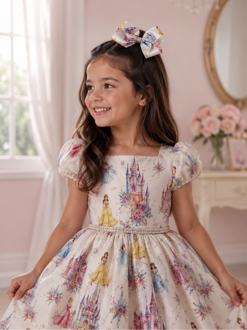 Princess Castle & Princesses Watercolor Bow Parks Outfit Cosplay Belle Rapunzel